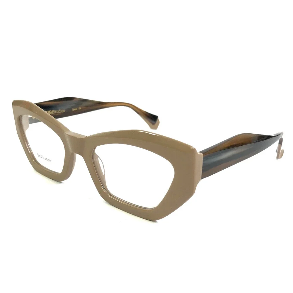 Gigi Studios Eyeglasses Frame KIRA 6727/8 Beige Brown Horn Full Rim 51-20-140